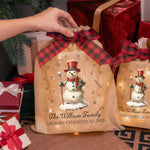 Merry Christmas Vintage Style - Personalized Lighted Burlap Sack