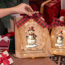 Merry Christmas Vintage Style - Personalized Lighted Burlap Sack