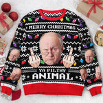Merry Christmas Ya Filthy Animal Custom Face - Personalized Photo Ugly Sweater