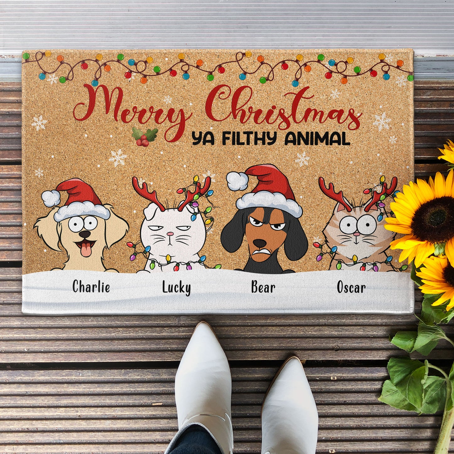 Merry Christmas Ya Filthy Animal - Personalized Doormat