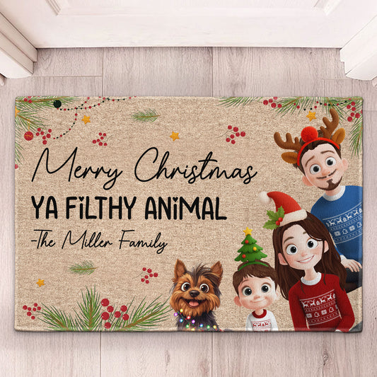 Merry Christmas Ya Filthy Animal - Personalized Doormat