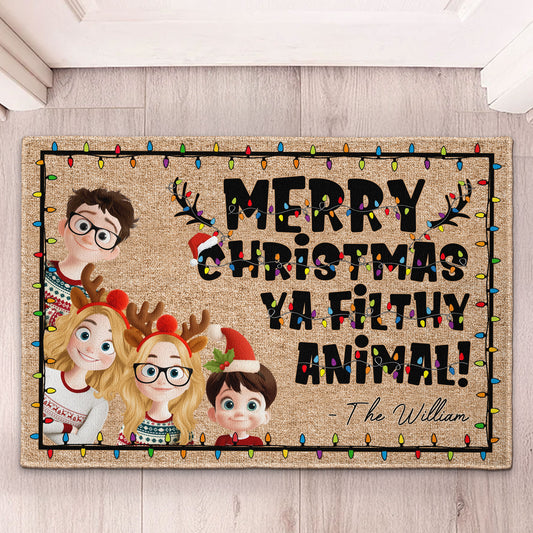 Merry Christmas Ya Filthy Animal - Personalized Doormat
