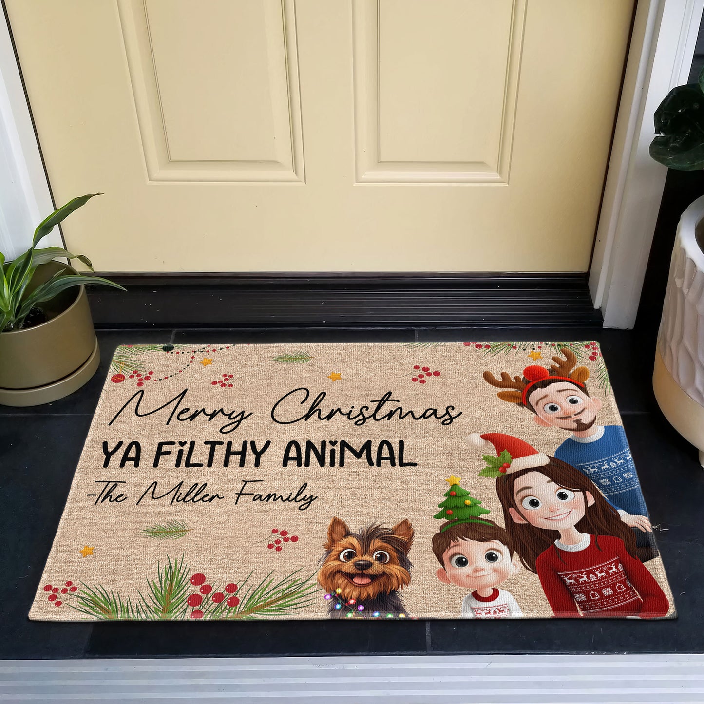 Merry Christmas Ya Filthy Animal - Personalized Doormat