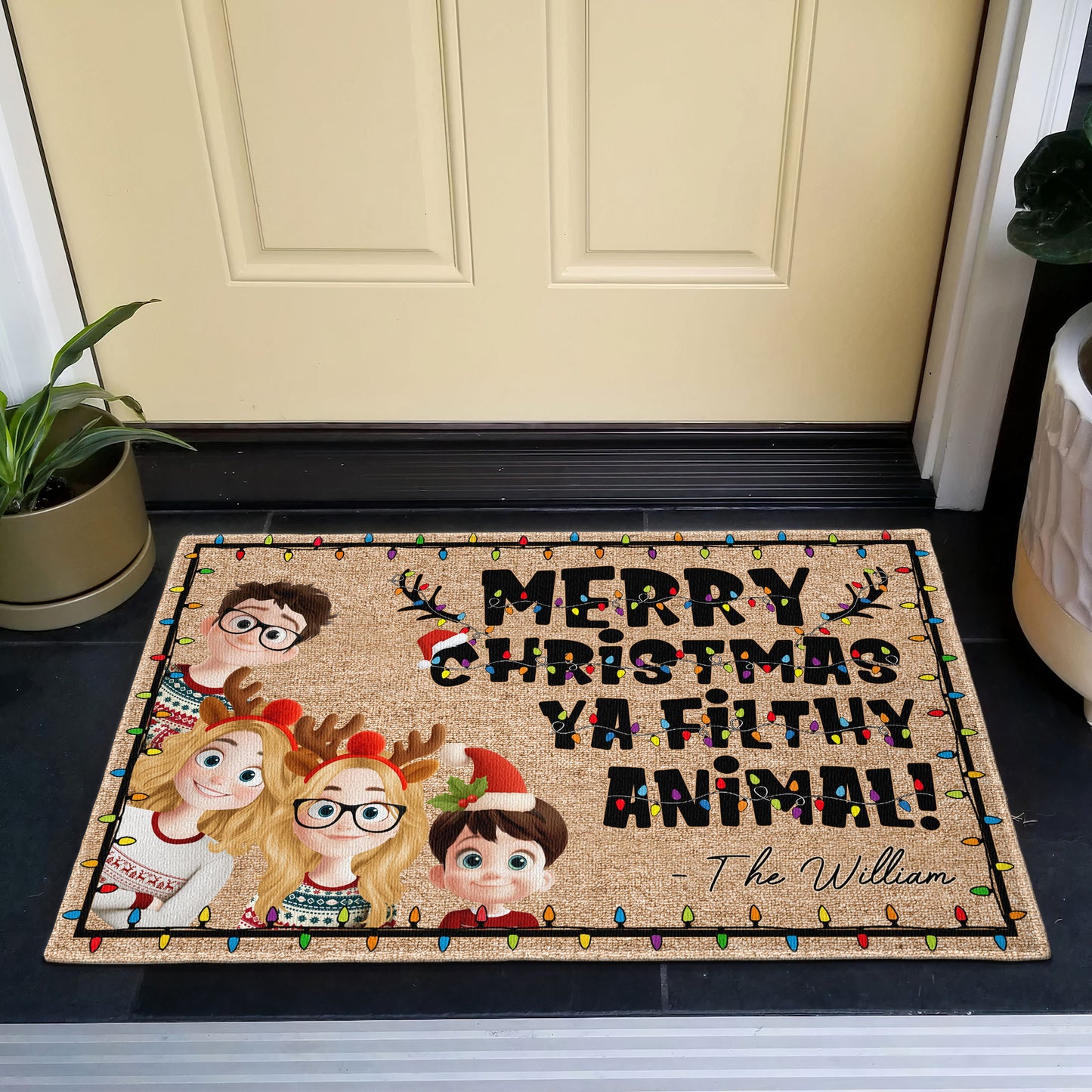 Merry Christmas Ya Filthy Animal - Personalized Doormat