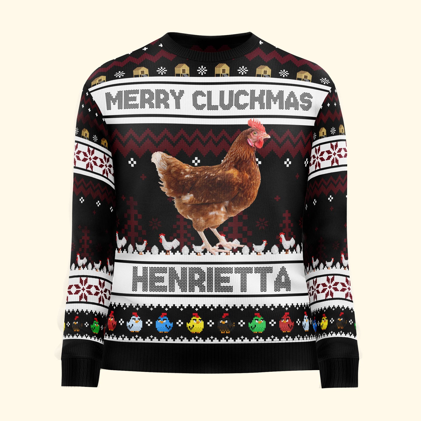 Merry Cluckmas Chicken Farmers Clucker Bird - Personalized Photo Ugly Sweater