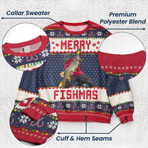 Merry Fishmas Gift For Fishing Lovers - Personalized Photo Ugly Sweater