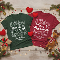 Merry & Married First Christmas as Mr and Mrs Christmas Shirts - Personalized Shirts
