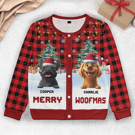 Merry Woofmas Dog Mom Dog Dad - Personalized Crewneck Cardigan