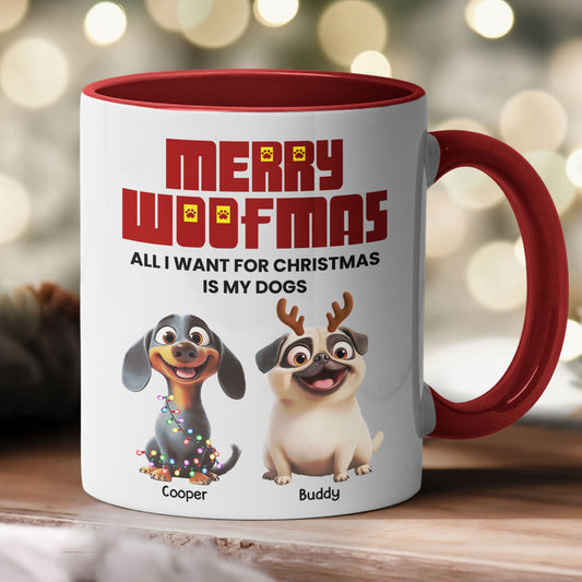 Merry Woofmas Dogs Christmas - Personalized Accent Mug