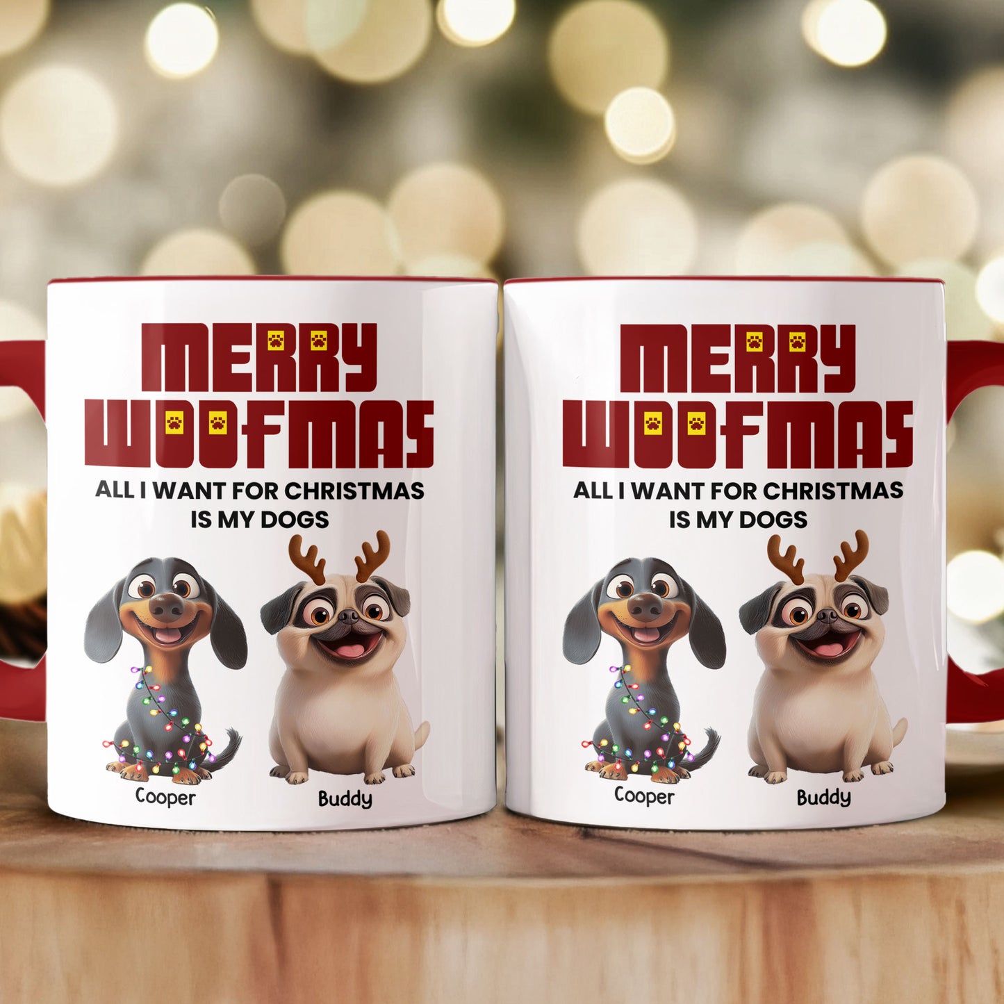 Merry Woofmas Dogs Christmas - Personalized Accent Mug