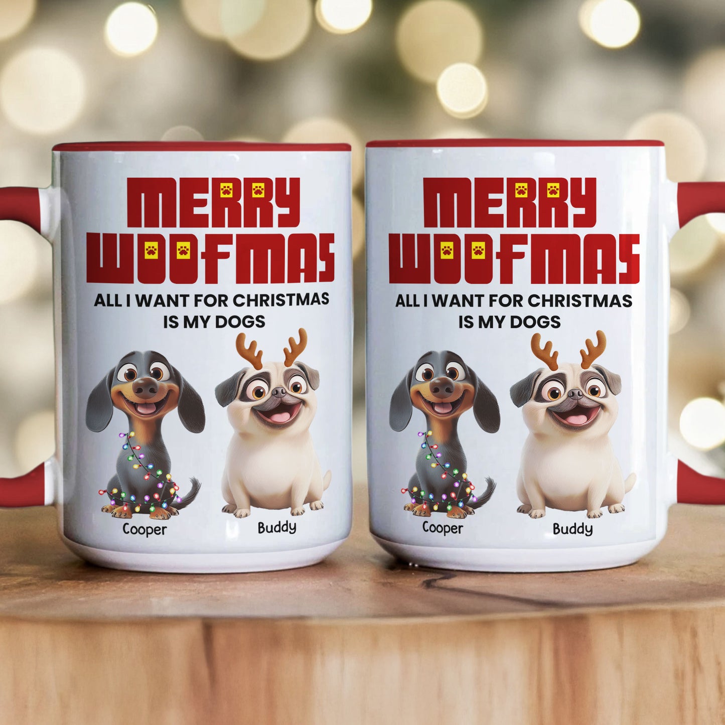 Merry Woofmas Dogs Christmas - Personalized Accent Mug