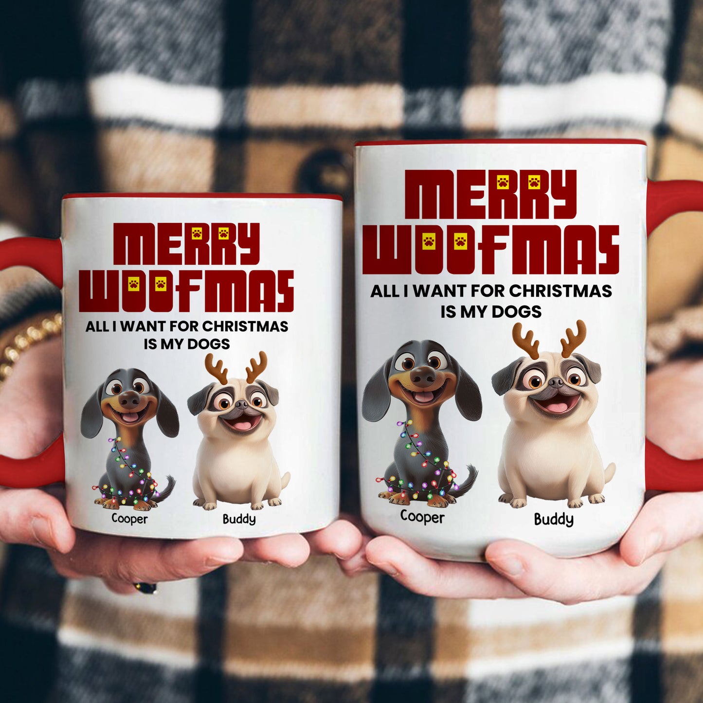 Merry Woofmas Dogs Christmas - Personalized Accent Mug