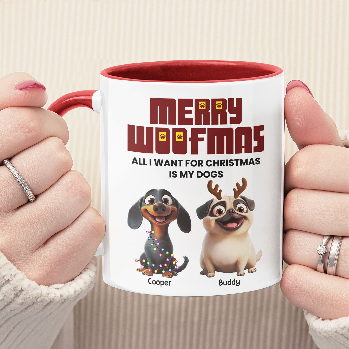 Merry Woofmas Dogs Christmas - Personalized Accent Mug