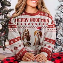 Merry Woofmas Dogs Christmas - Personalized Ugly Sweater