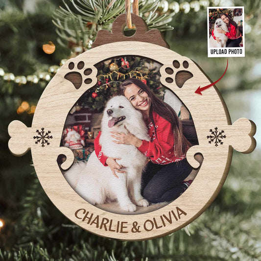 Merry Woofmas - Personalized Custom Shaped Wooden Photo Ornament