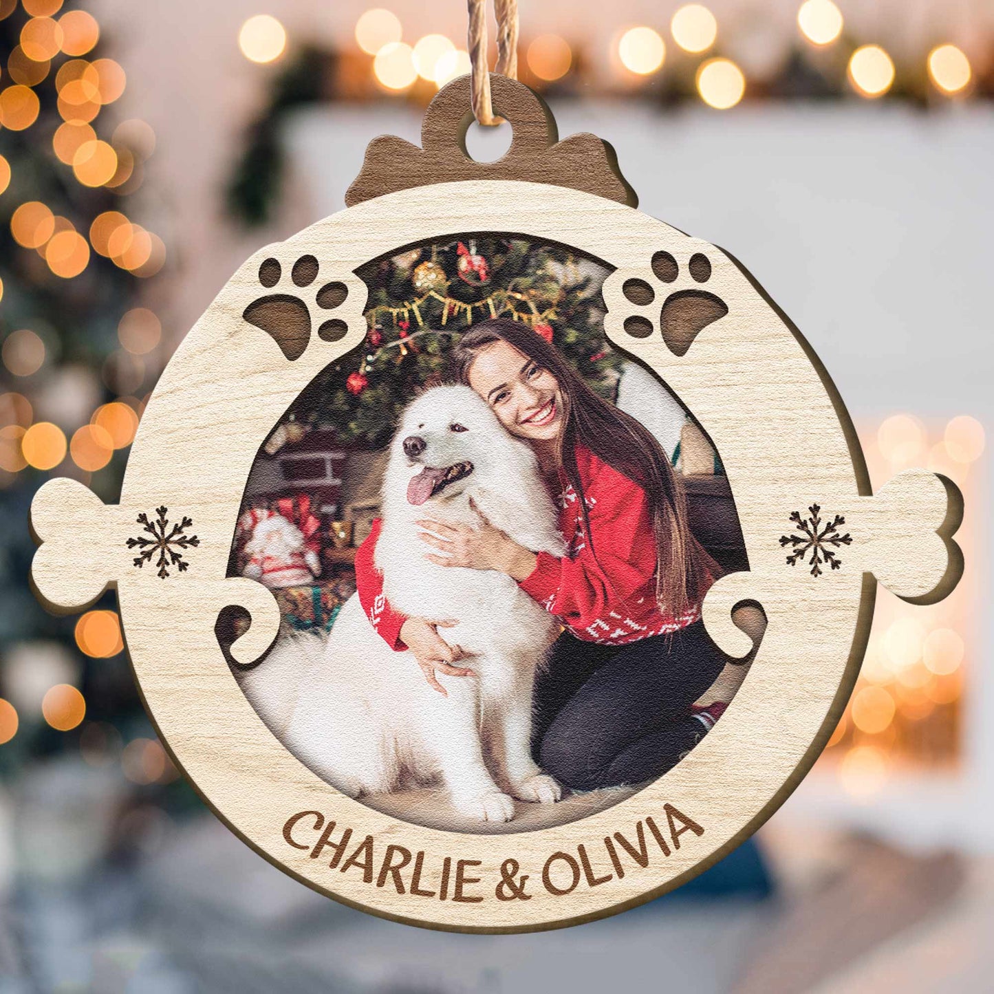 Merry Woofmas - Personalized Custom Shaped Wooden Photo Ornament