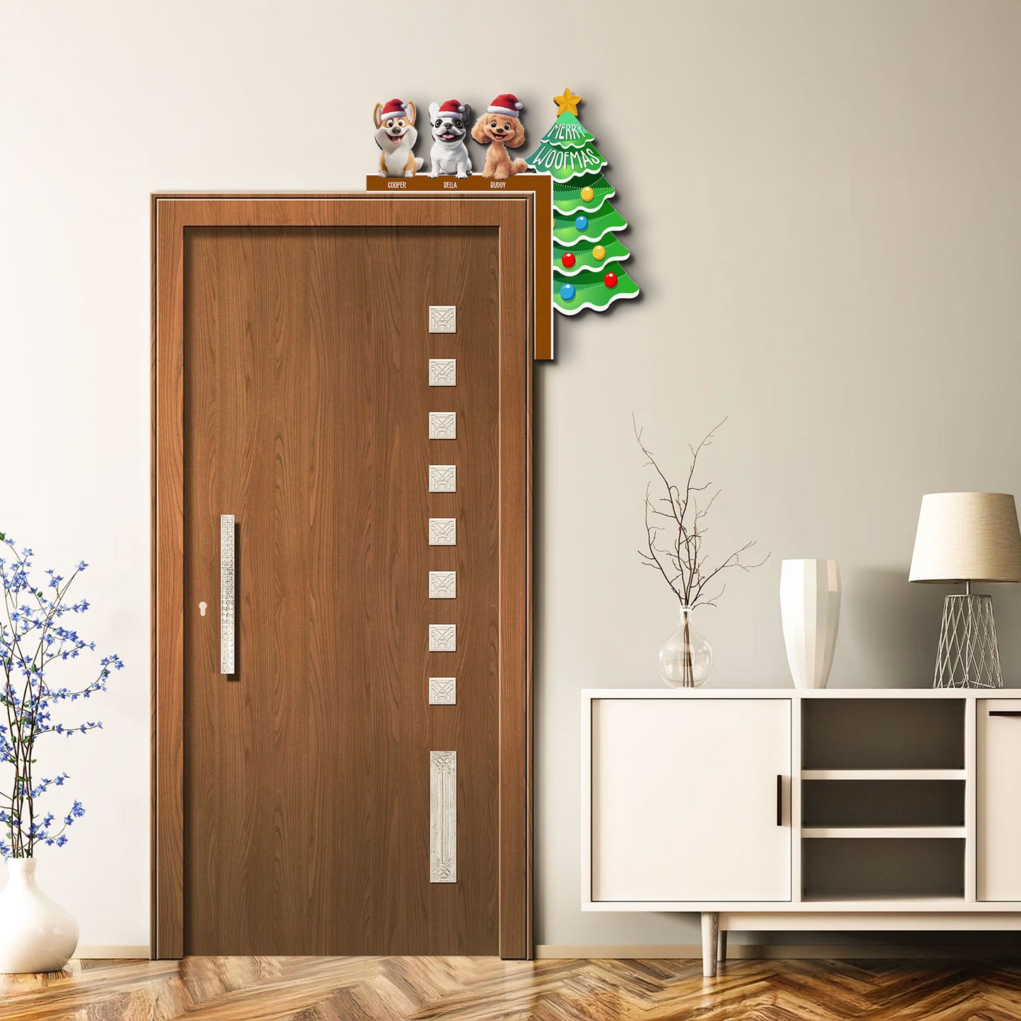 Merry Woofmas - Personalized Door Corner Wood Sign