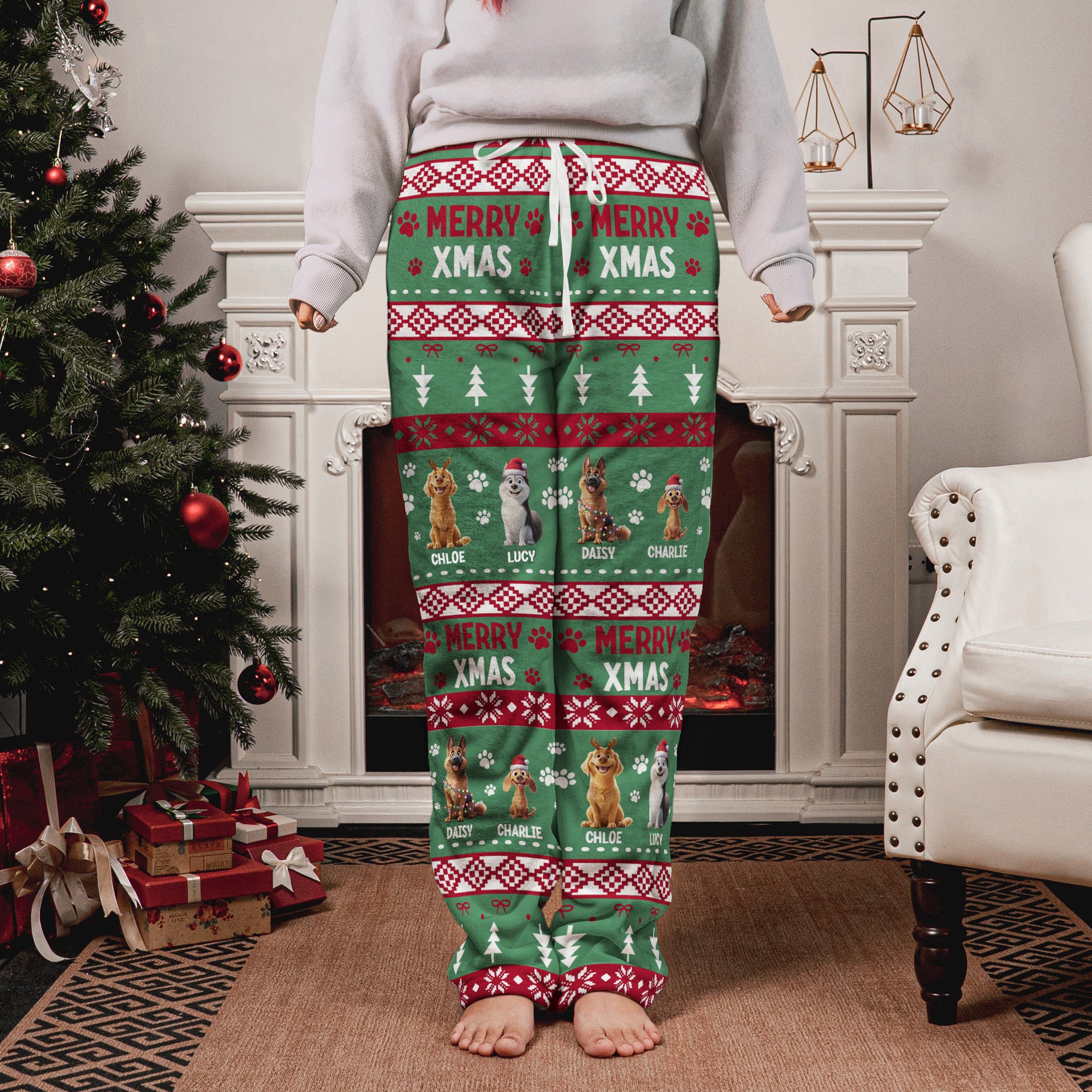 Merry Xmas Meowy Catmas Merry Woofmas Dog Cat Lovers - Personalized Fleece Pajama Pants
