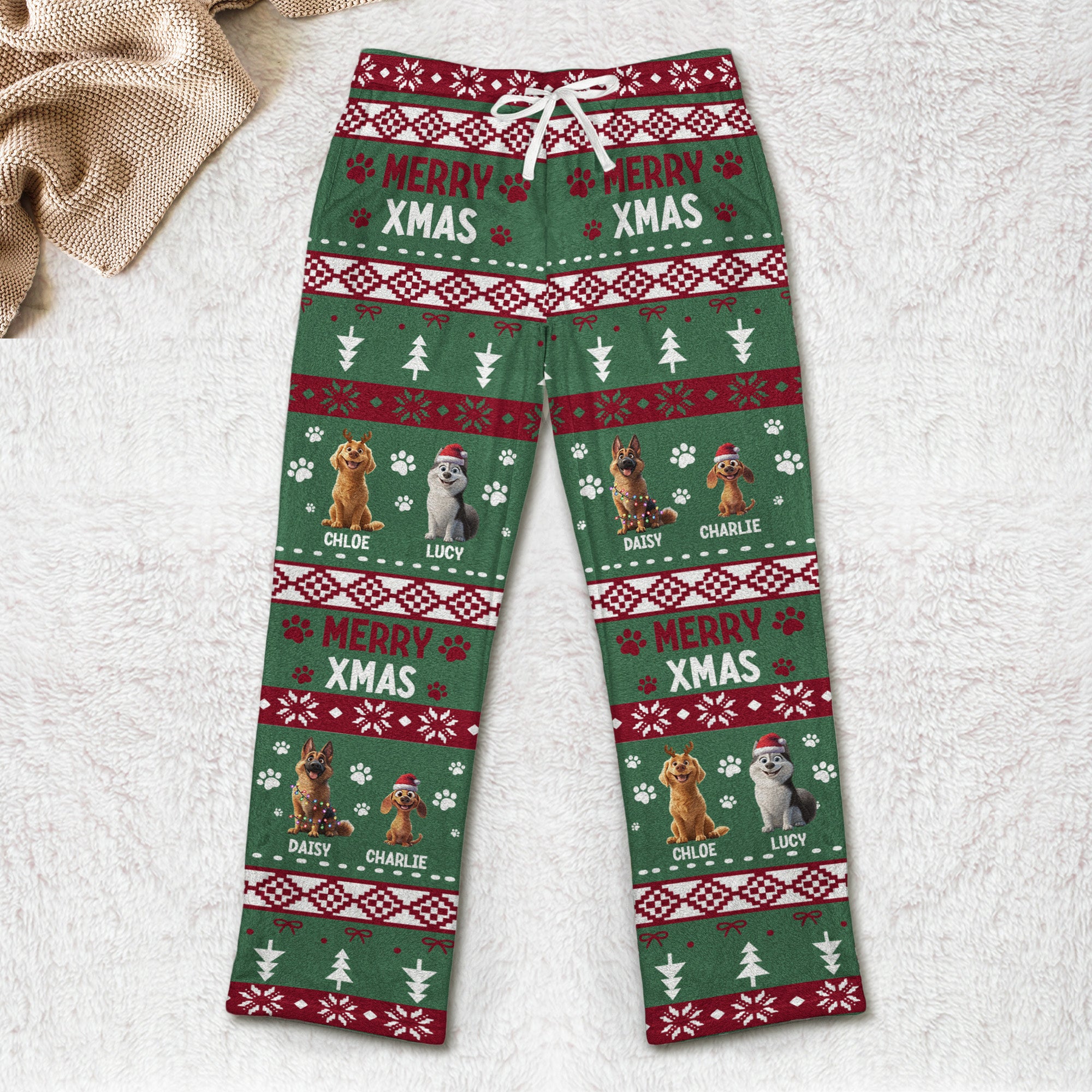 Merry Xmas Meowy Catmas Merry Woofmas Dog Cat Lovers - Personalized Fleece Pajama Pants