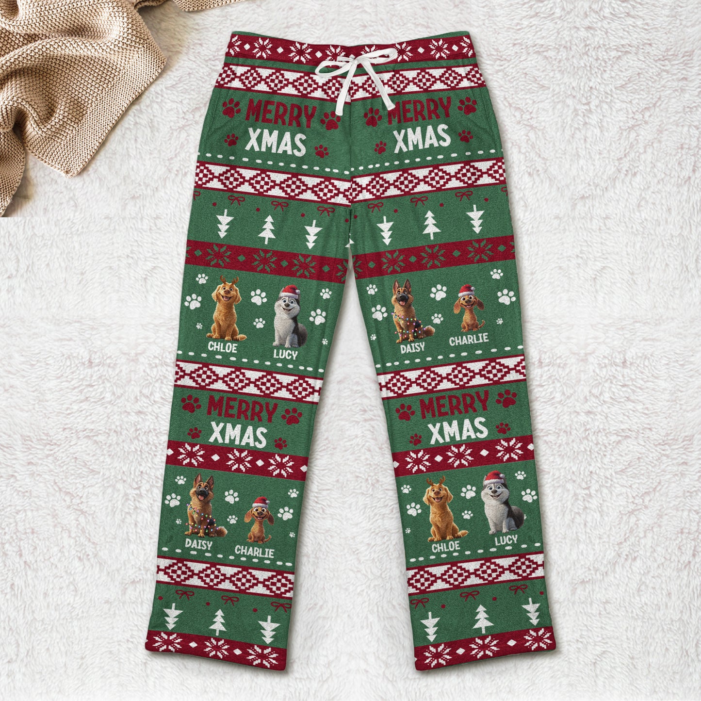 Merry Xmas Meowy Catmas Merry Woofmas Dog Cat Lovers - Personalized Fleece Pajama Pants
