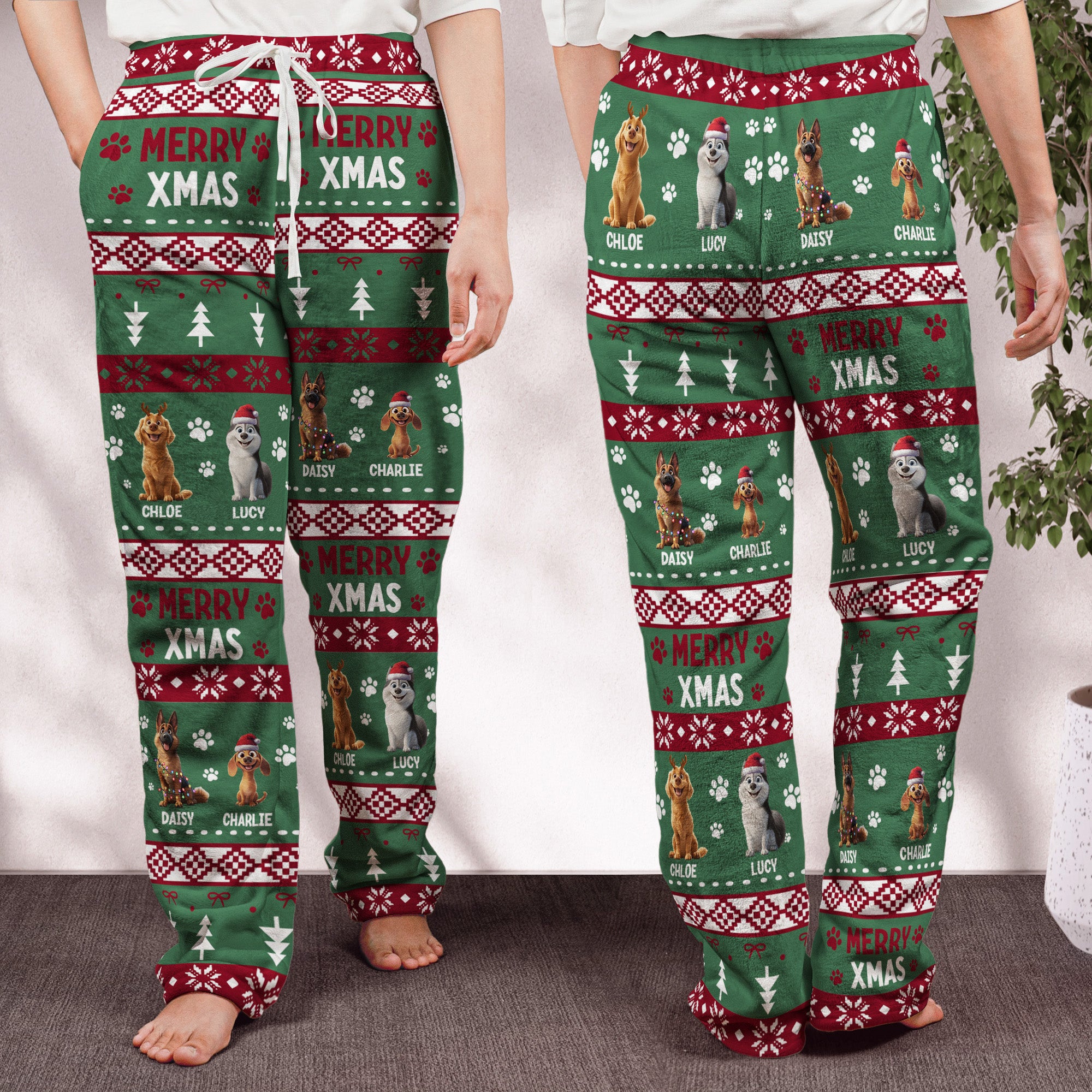 Merry Xmas Meowy Catmas Merry Woofmas Dog Cat Lovers - Personalized Fleece Pajama Pants