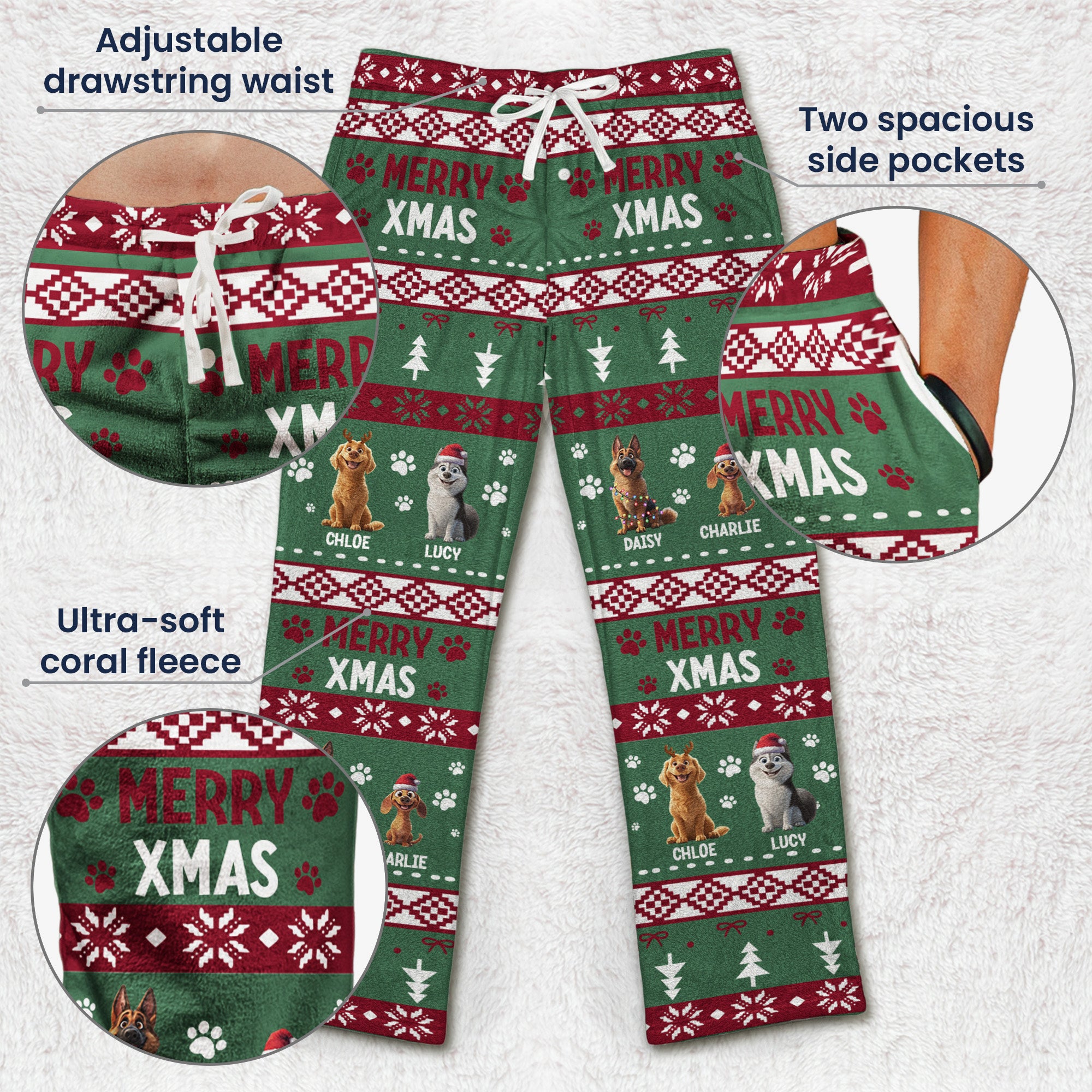Merry Xmas Meowy Catmas Merry Woofmas Dog Cat Lovers - Personalized Fleece Pajama Pants