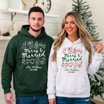 Merry & Married First Christmas As Mr & Mrs - Personalized Hoodie