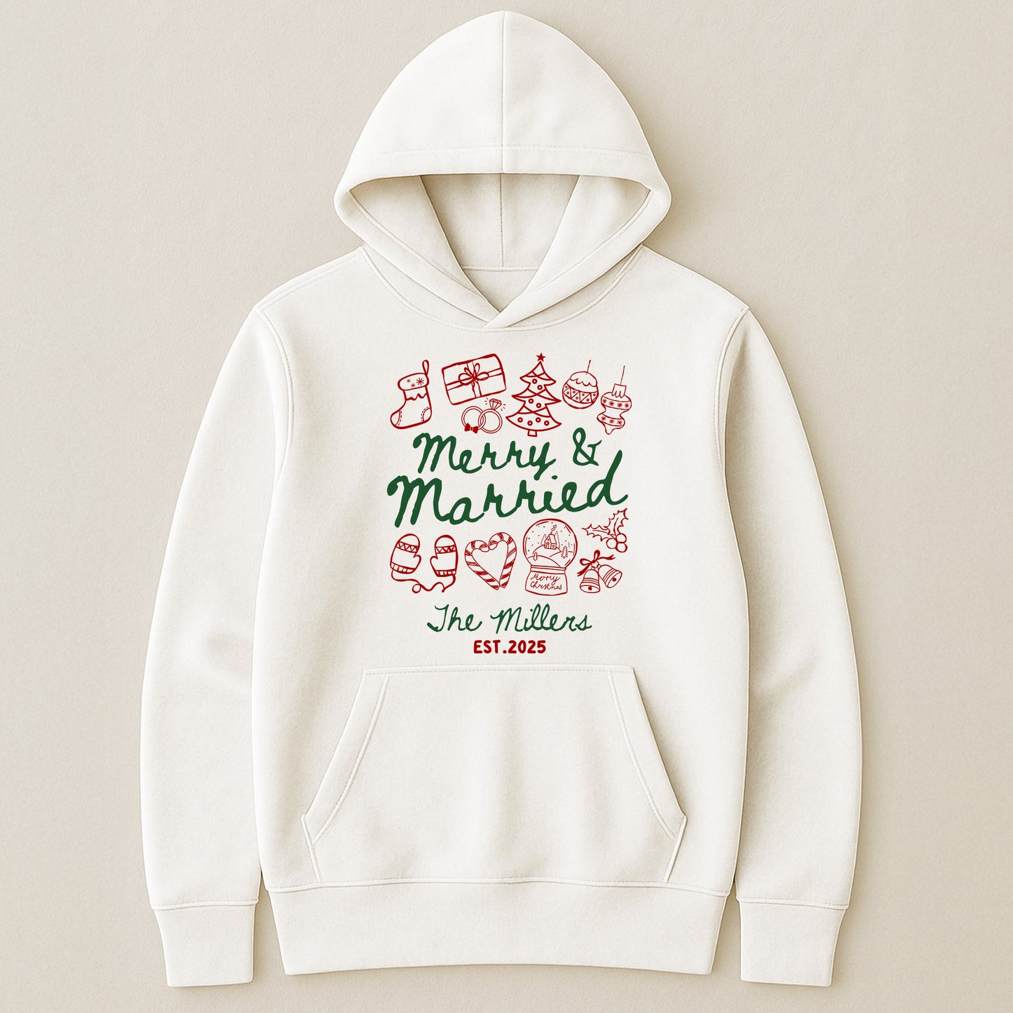Merry & Married First Christmas As Mr & Mrs - Personalized Hoodie
