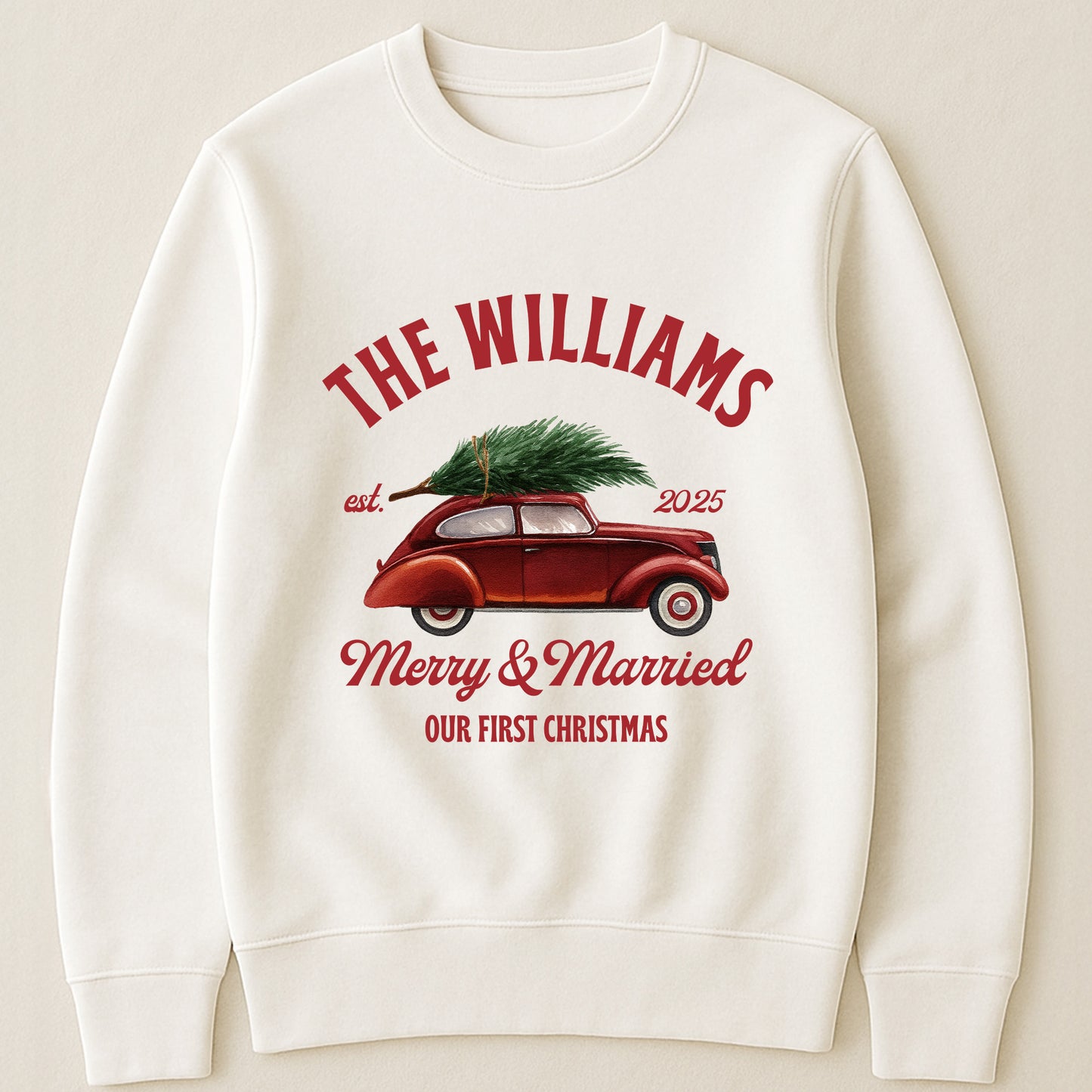 Merry & Married Our First Christmas Couple Matching Sweatshirts - Personalized Sweatshirt