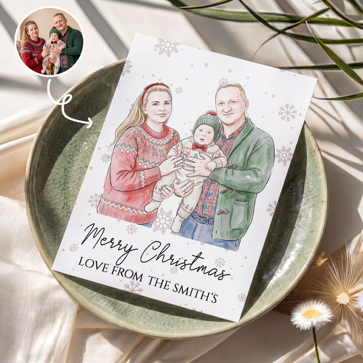 Merry-Christmas-Happy-Holidays-Custom-Photo-Watercolor-Personalized-Card