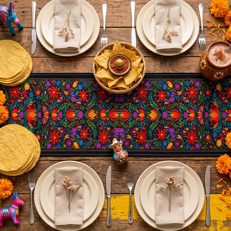 Mexican Cinco De Mayo Floral Fiesta Dia De Los Muertos - Personalized Table Runner 2