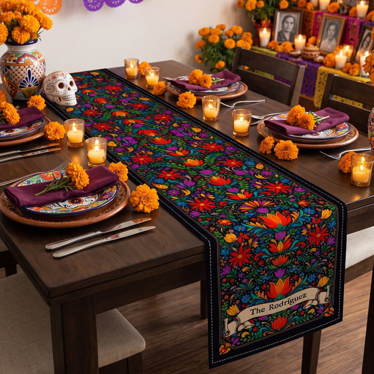 Mexican Cinco De Mayo Floral Fiesta Dia De Los Muertos - Personalized Table Runner 5