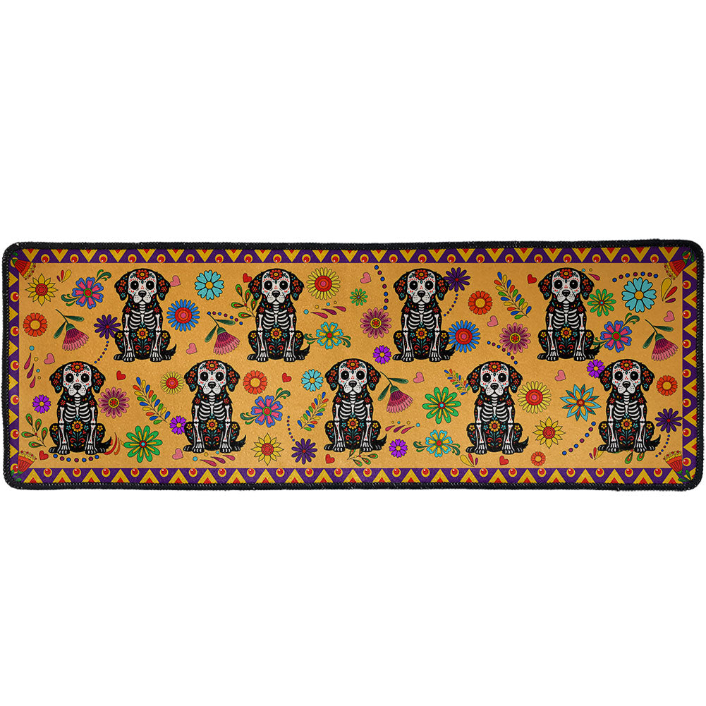 Mexican Floral Pet Sugar Skull Halloween Day Of The Dead - Personalized Runner Rug