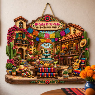 Mexican House Viva La Fiesta Hispanic Gift For Mom Dad Family - Personalized Wood Sign