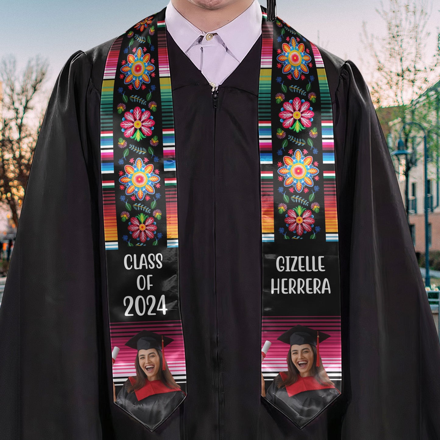 Mexican Pattern - Personalized Photo Graduation Stole