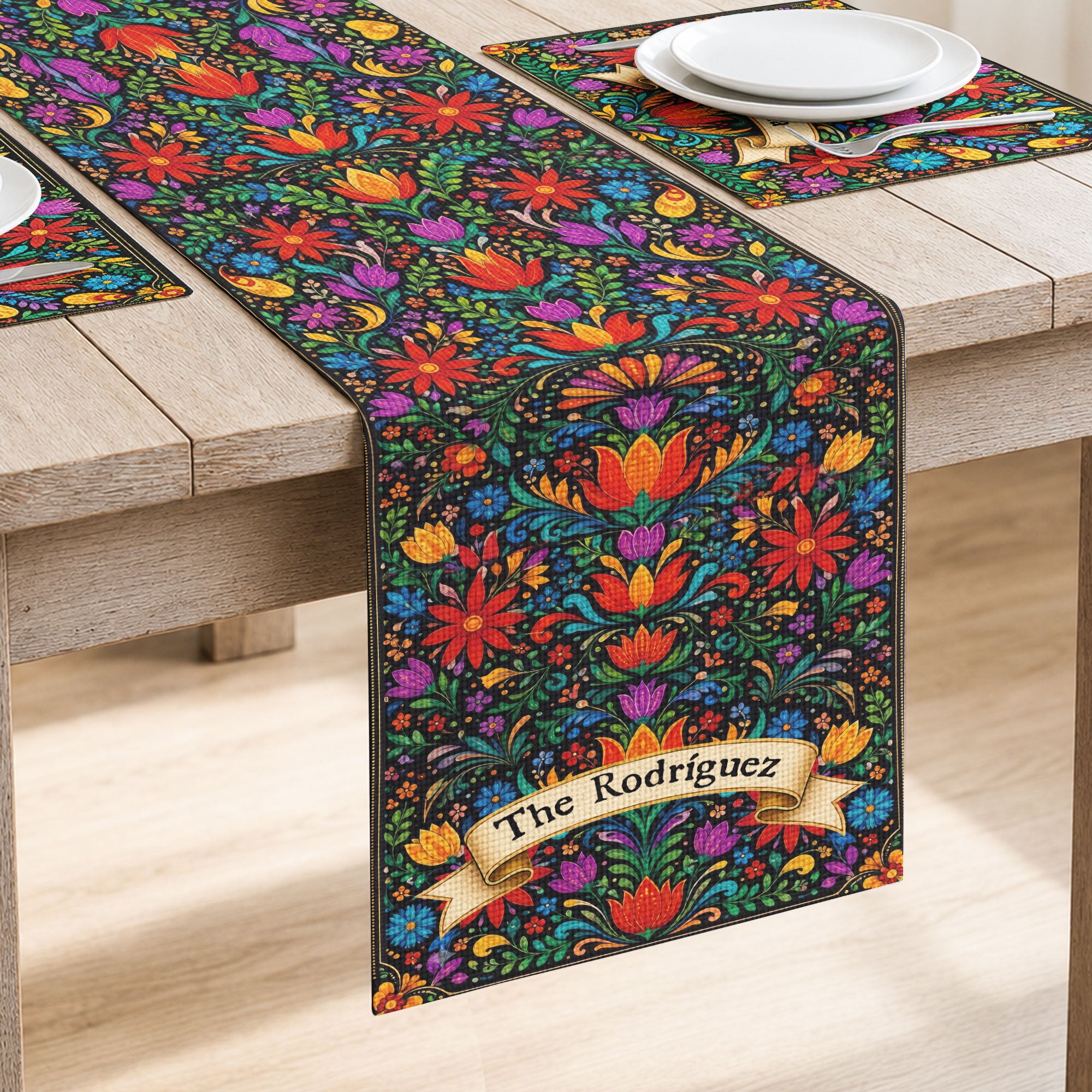 Mexican-Cinco-De-Mayo-Floral-Fiesta-Dia-De-Los-Muertos-Personalized-Table-Runner-Set-4
