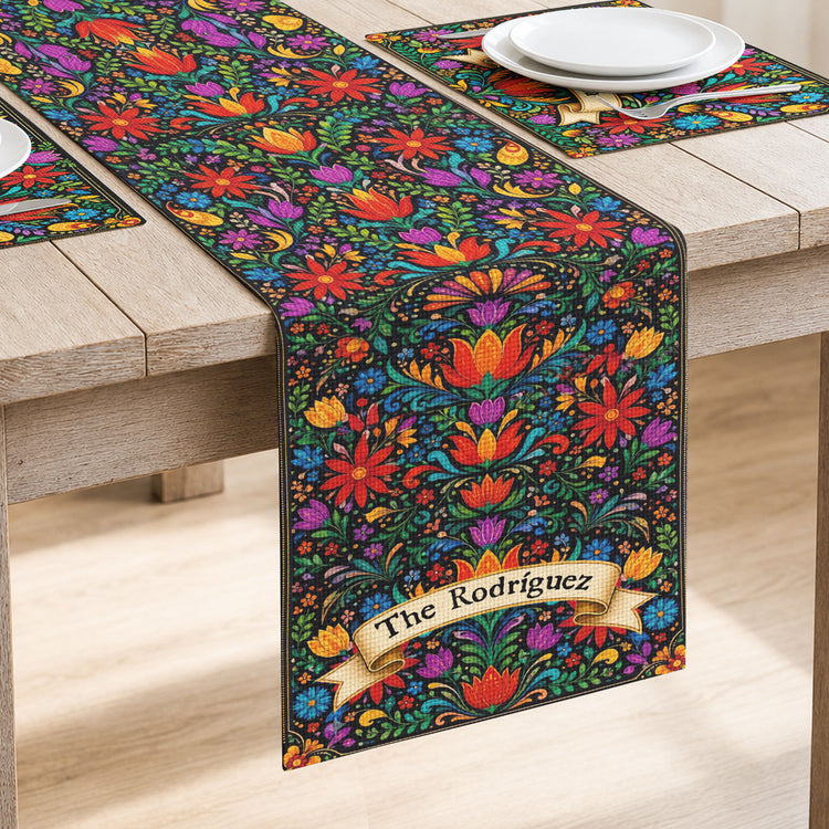 Mexican-Cinco-De-Mayo-Floral-Fiesta-Dia-De-Los-Muertos-Personalized-Table-Runner-Set-4