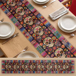 Mexican-Day-Of-The-Dead-Festive-Flowers-And-Sugar-Skulls-Personalized-Table-Runner-1