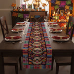 Mexican-Day-Of-The-Dead-Festive-Flowers-And-Sugar-Skulls-Personalized-Table-Runner-2