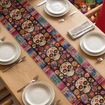 Mexican-Day-Of-The-Dead-Festive-Flowers-And-Sugar-Skulls-Personalized-Table-Runner-4