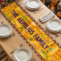 Mexican-Day-Of-The-Dead-Festive-Flowers-Repeating-Names-Personalized-Table-Runner-1