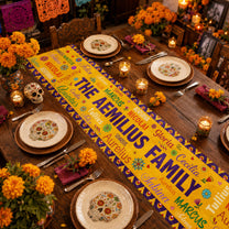 Mexican-Day-Of-The-Dead-Festive-Flowers-Repeating-Names-Personalized-Table-Runner-2