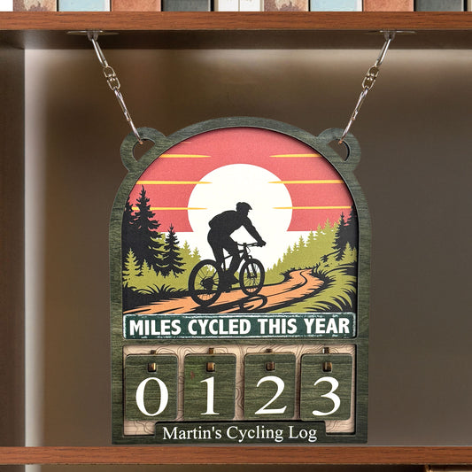 Miles Cycled This Year - Personalized Cycling Tracker Sign