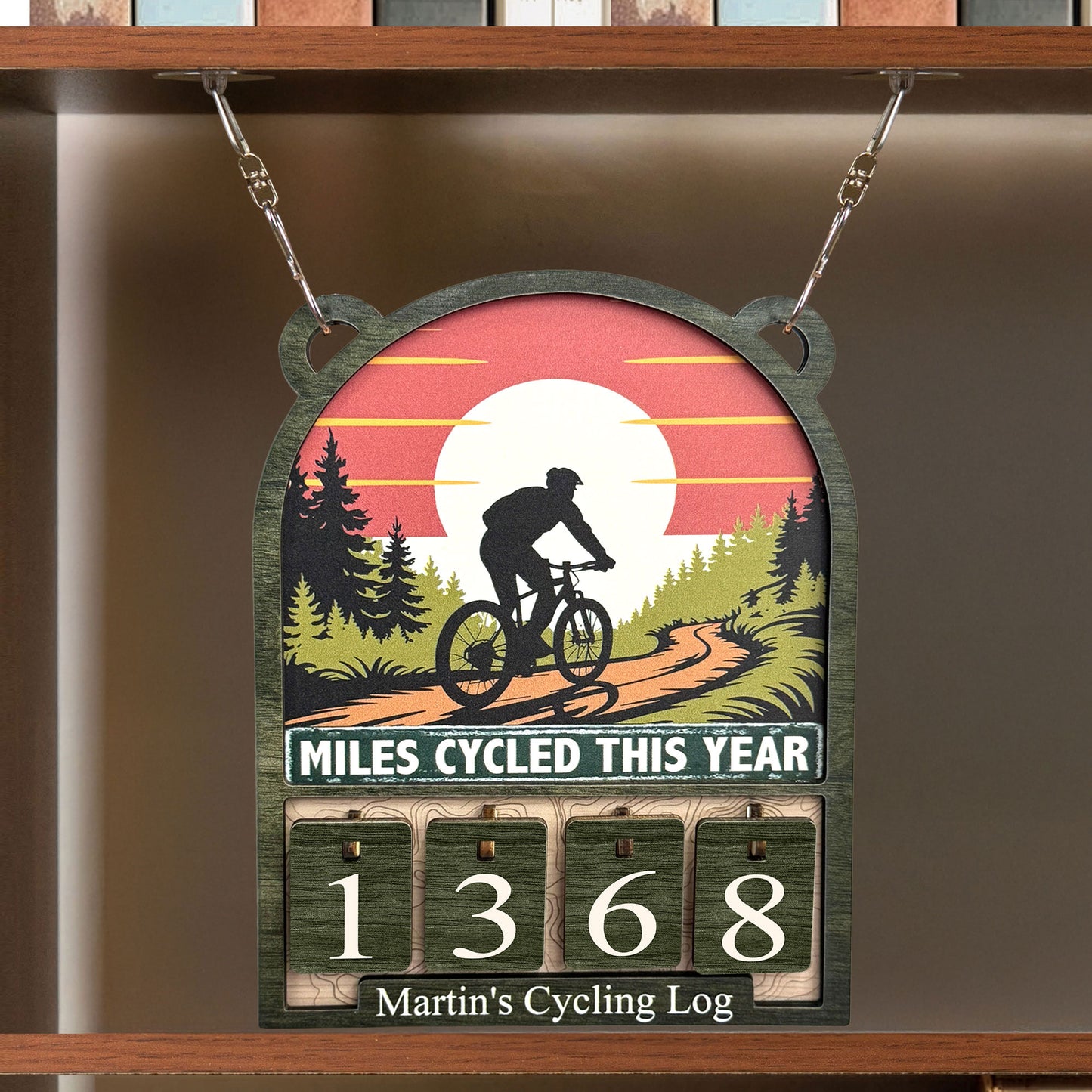 Miles Cycled This Year - Personalized Cycling Tracker Sign