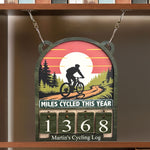 Miles Cycled This Year - Personalized Cycling Tracker Sign