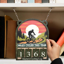 Miles Cycled This Year - Personalized Cycling Tracker Sign