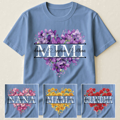 Mimi Shirt Custom Birth Flower & Names Mother's Day Gift For Her - Personalized Shirt