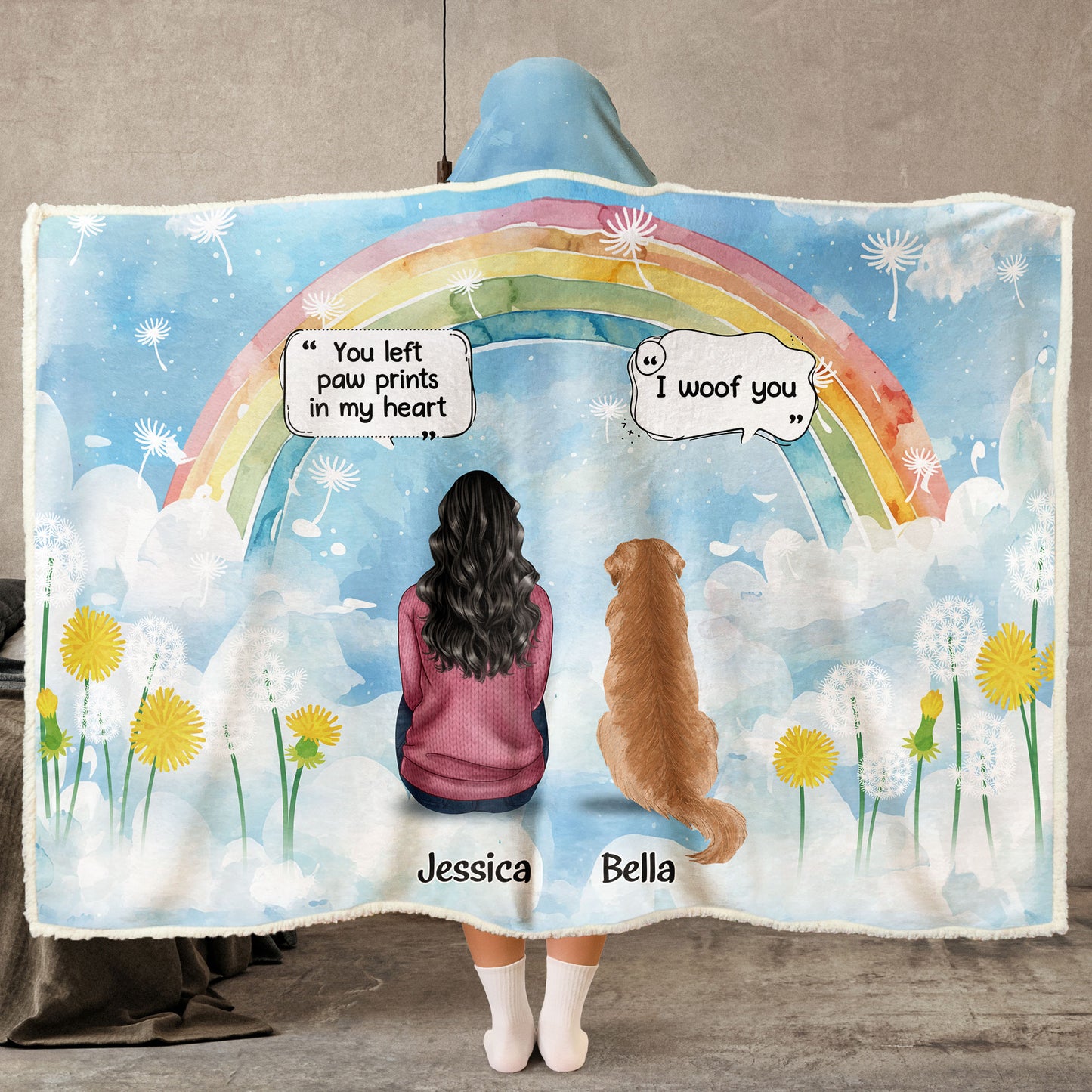 Miss My Fur Baby - Personalized Photo Wearable Hooded Blanket