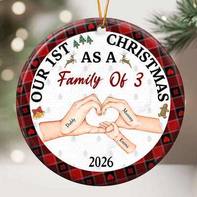 First Christmas As A Family Of Three - Personalized Ceramic Ornament