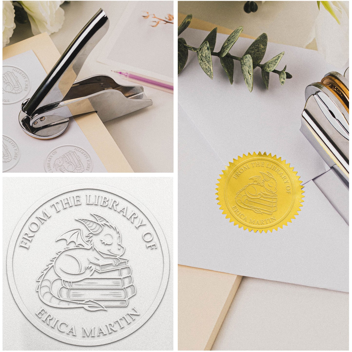 From The Library - Personalized Book Embosser Stamp